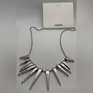 Express Silver Tone Spike Bib Statement Necklace